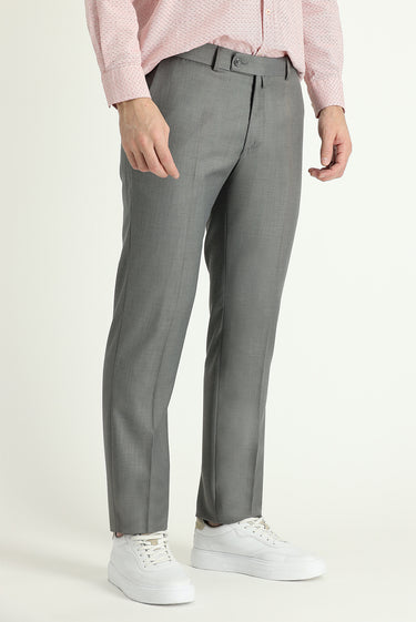 Açık Gri Melanj Slim Fit Dar Kesim Klasik Kumaş Pantolon