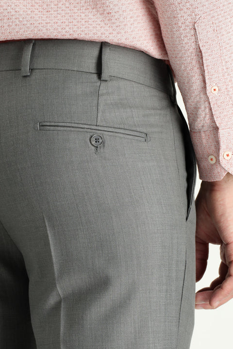 Açık Gri Melanj 6 Drop Regular Fit Standart Kesim Klasik Kumaş Pantolon