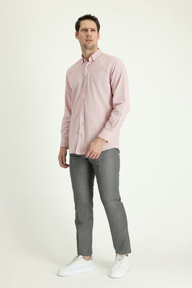 Orta Gri Melanj Slim Fit Dar Kesim Klasik Kumaş Pantolon