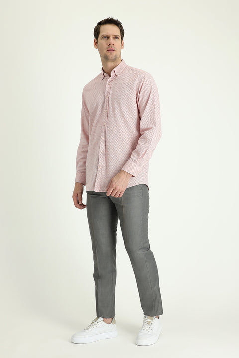Orta Gri Melanj 7 Drop Slim Fit Dar Kesim Klasik Kumaş Pantolon
