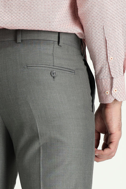 Orta Gri Melanj 7 Drop Slim Fit Dar Kesim Klasik Kumaş Pantolon