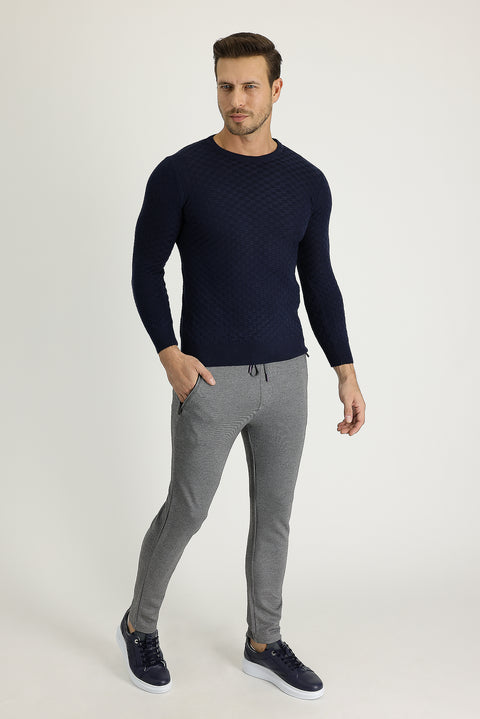 Siyah Slim Fit Dar Kesim Beli Lastikli İpli Jogger Pantolon