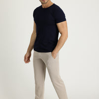 Orta Bej Regular Fit Beli Lastikli İpli Pantolon