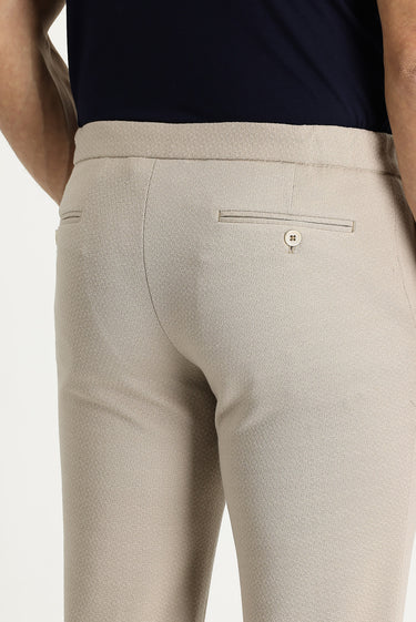 Orta Bej Regular Fit Beli Lastikli İpli Pantolon