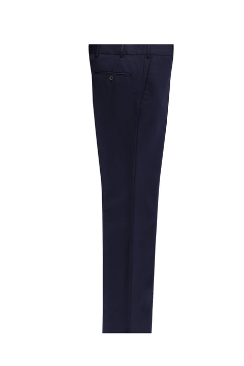 Orta Lacivert 4 Drop Relaxed Fit Rahat Kesim Yünlü Klasik Kumaş Pantolon