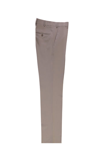 Orta Bej Slim Fit Dar Kesim Yünlü Klasik Kumaş Pantolon
