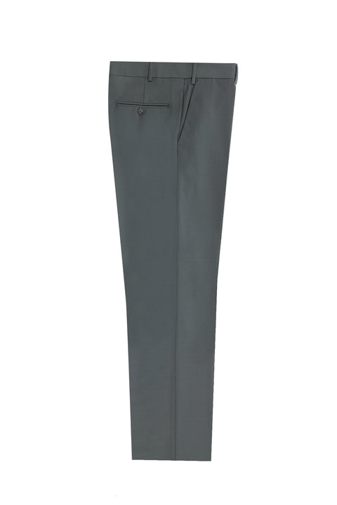 Açık Gri 6 Drop Regular Fit Standart Kesim Yünlü Klasik Kumaş Pantolon