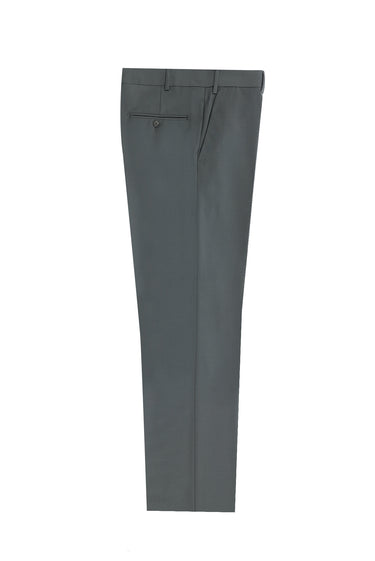 Açık Gri Slim Fit Dar Kesim Yünlü Klasik Kumaş Pantolon