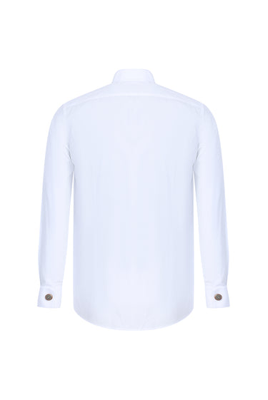  Beyaz Ata Yaka Slim Fit Dar Kesim Pamuk Gömlek