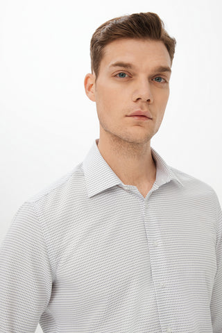  Siyah Uzun Kol Slim Fit Dar Kesim Desenli Gömlek