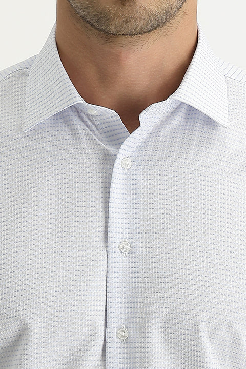 Uçuk Mavi Uzun Kol Slim Fit Dar Kesim Desenli Gömlek