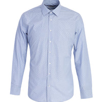 Orta Lacivert Uzun Kol Slim Fit Dar Kesim Desenli Gömlek