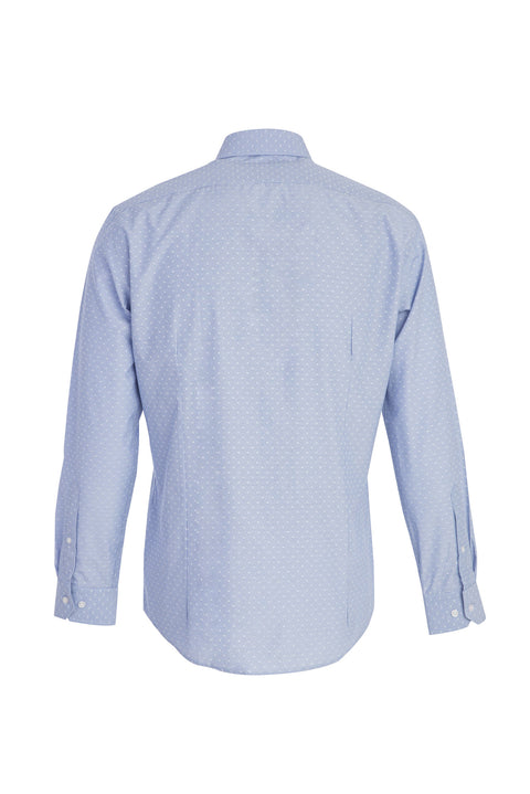 Orta Lacivert Uzun Kol Slim Fit Dar Kesim Desenli Gömlek