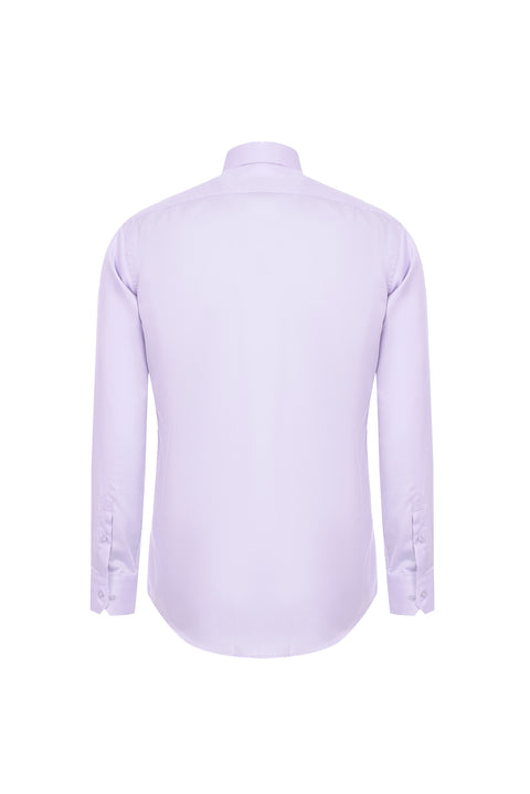 Lila Uzun Kol Non Iron Klasik Pamuklu Gömlek
