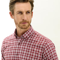 Koyu Bordo Uzun Kol Regular Fit Ekose Spor Gömlek