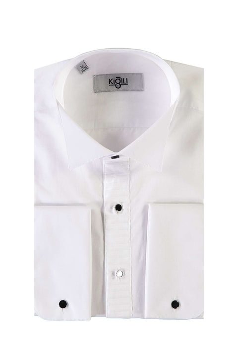 Beyaz Ata Yaka Klasik Pamuk Gömlek