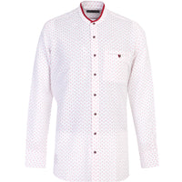 Mercan Kırmızı Uzun Kol Hakim Yaka Regular Fit Baskılı Spor Pamuk Gömlek