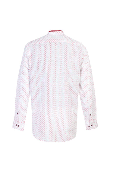  Mercan Kırmızı Uzun Kol Hakim Yaka Regular Fit Baskılı Spor Pamuk Gömlek