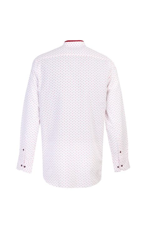 Mercan Kırmızı Uzun Kol Hakim Yaka Regular Fit Baskılı Spor Pamuk Gömlek