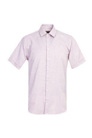  Orta Kahve Kısa Kol Regular Fit Desenli Gömlek