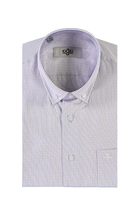 Orta Mor Kısa Kol Regular Fit Ekose Gömlek