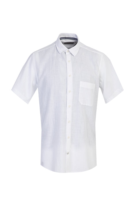 Beyaz Kısa Kol Regular Fit Pamuk Gömlek