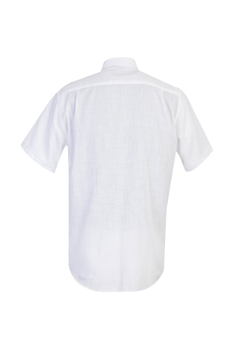 Beyaz Kısa Kol Regular Fit Pamuk Gömlek