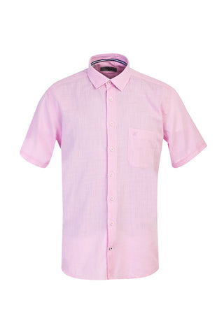  Orta Pembe Kısa Kol Klasik Pamuk Gömlek