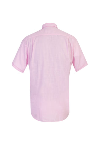  Orta Pembe Kısa Kol Klasik Pamuk Gömlek