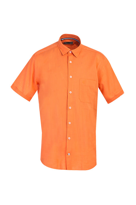 Orta Turuncu Kısa Kol Regular Fit Pamuk Gömlek