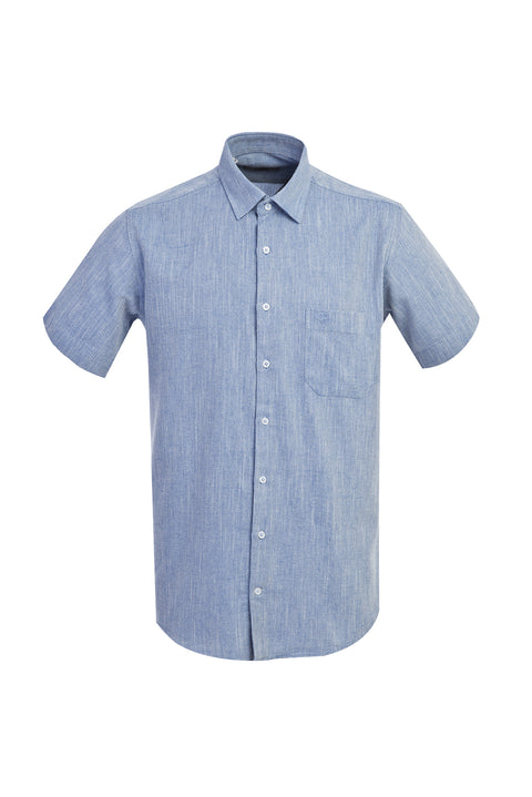 Koyu Mavi  Kısa Kol Regular Fit Desenli Gömlek