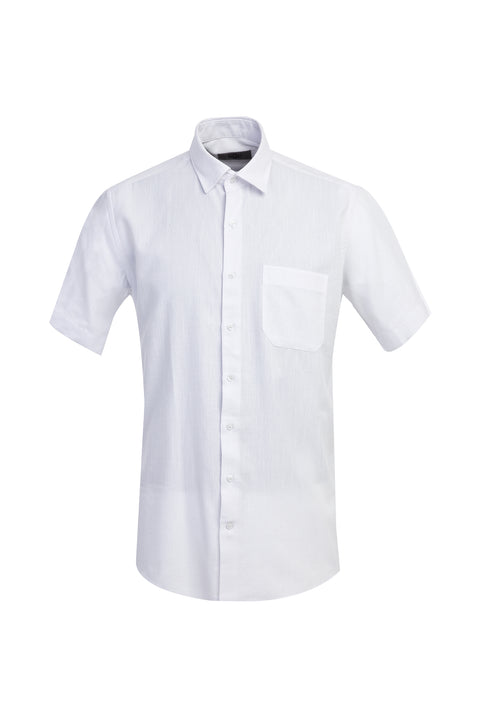 Beyaz Kısa Kol Regular Fit Desenli Gömlek