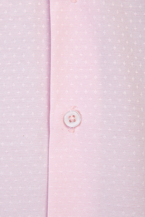 Orta Pembe Uzun Kol Slim Fit Dar Kesim Desenli Gömlek