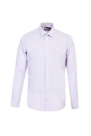  Lila Uzun Kol Slim Fit Dar Kesim Desenli Gömlek
