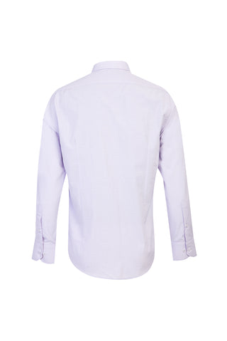  Lila Uzun Kol Slim Fit Dar Kesim Desenli Gömlek