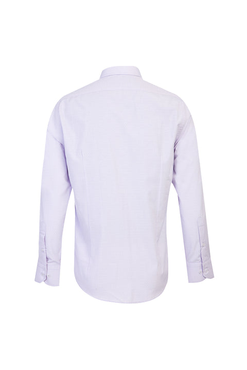 Lila Uzun Kol Slim Fit Dar Kesim Desenli Gömlek