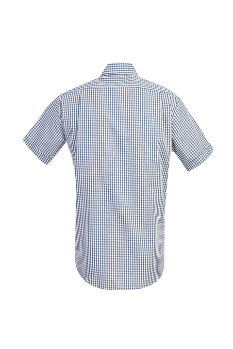 Açık Lacivert Kısa Kol Regular Fit Ekose Gömlek