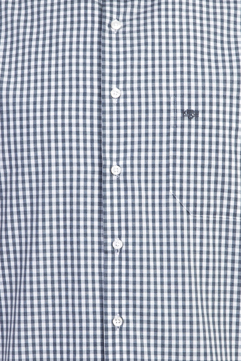 Açık Lacivert Kısa Kol Regular Fit Ekose Gömlek