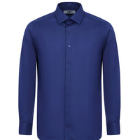 Orta Lacivert Uzun Kol Slim Fit Dar Kesim Non Iron Klasik Gömlek