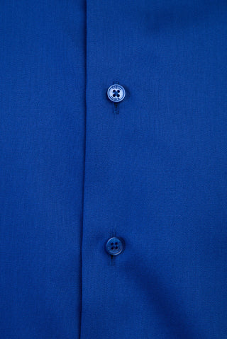  Saks Mavi Uzun Kol Slim Fit Dar Kesim Non Iron Saten Klasik Pamuklu Gömlek