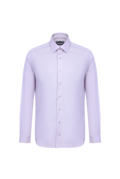 Lila Uzun Kol Slim Fit Dar Kesim Non Iron Klasik Pamuklu Gömlek