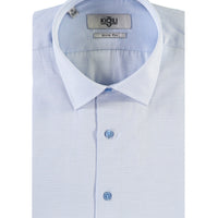 Uçuk Mavi Kısa Kol Slim Fit Dar Kesim Desenli Gömlek