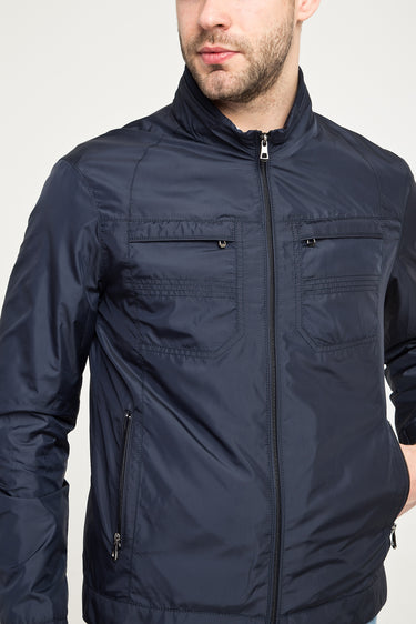 Orta Lacivert Slim Fit Dar Kesim Mevsimlik Spor Mont