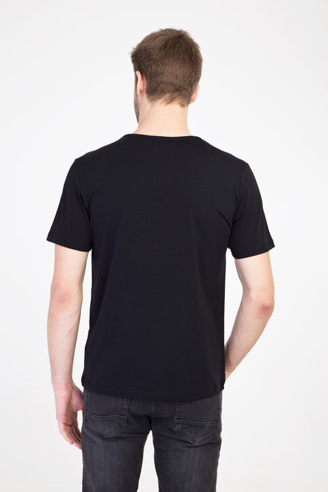 Siyah Bisiklet Yaka Slim Fit Dar Kesim Tişört