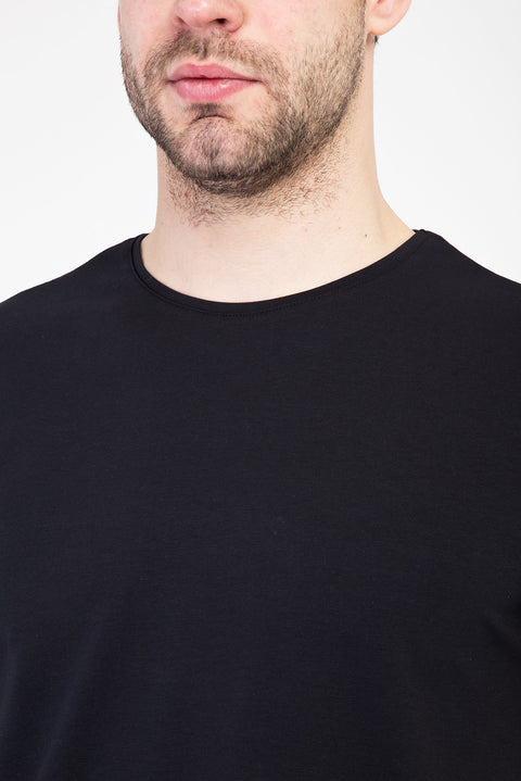 Siyah Bisiklet Yaka Slim Fit Dar Kesim Tişört