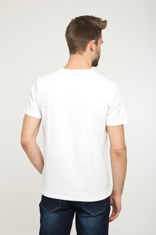  Beyaz Bisiklet Yaka Düz Slim Fit Dar Kesim Tişört