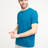 Petrol Yeşili Bisiklet Yaka Düz Slim Fit Dar Kesim Tişört