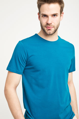  Petrol Yeşili Bisiklet Yaka Düz Slim Fit Dar Kesim Tişört