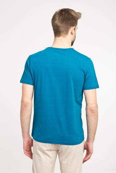 Petrol Yeşili Bisiklet Yaka Düz Slim Fit Dar Kesim Tişört