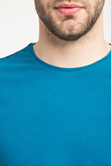 Petrol Yeşili Bisiklet Yaka Düz Slim Fit Dar Kesim Tişört